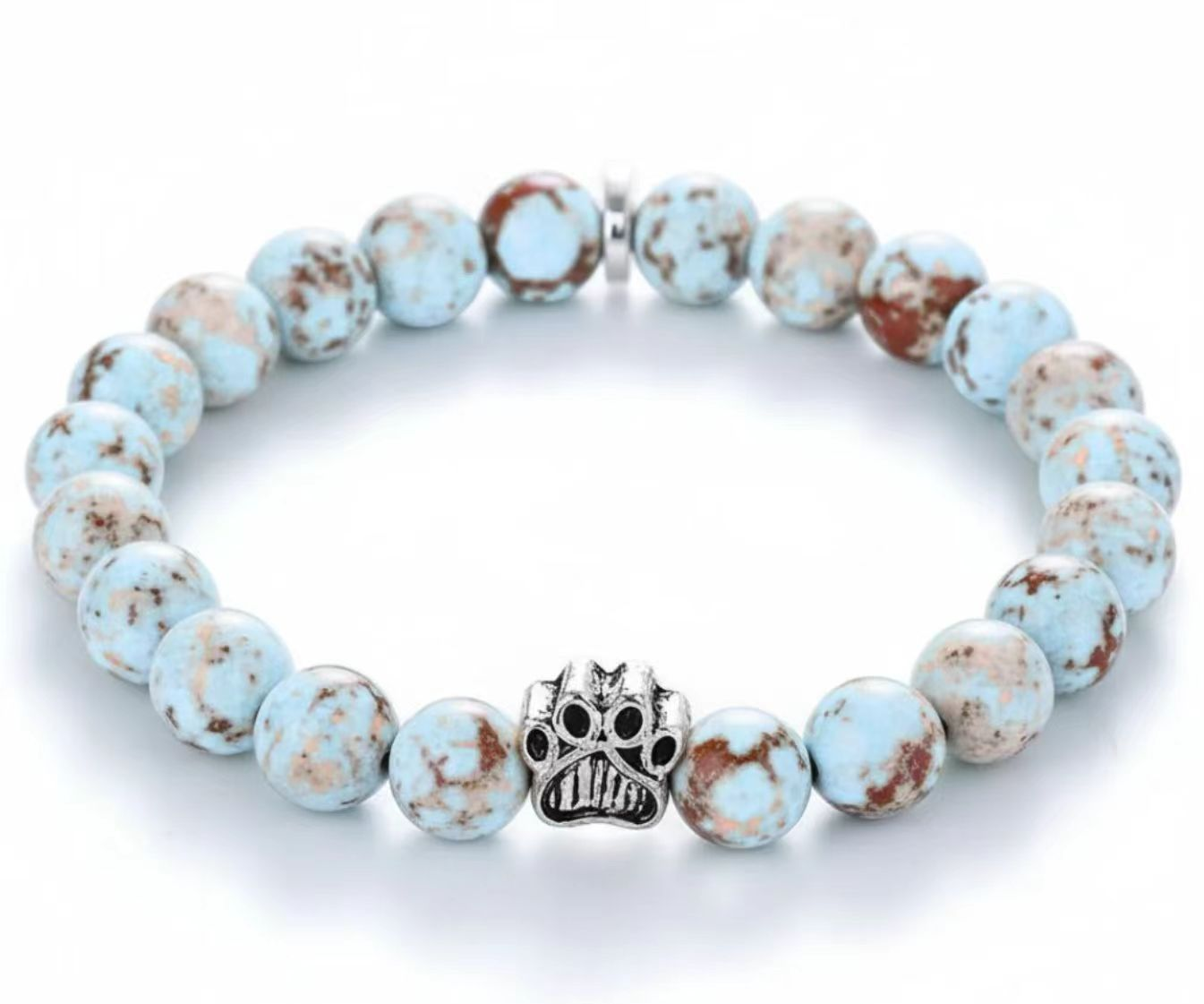 Dog Paw Bead Bracelet Natural Stone 8mm 35 Stone Options