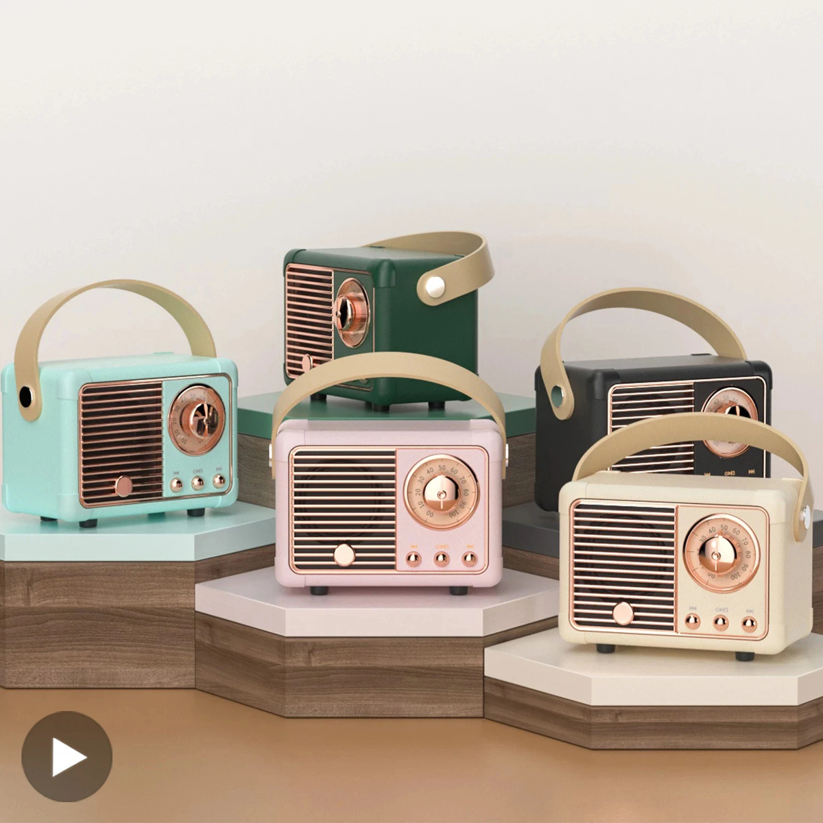 Retro Bluetooth Speaker with Carry Handle and USB Playback