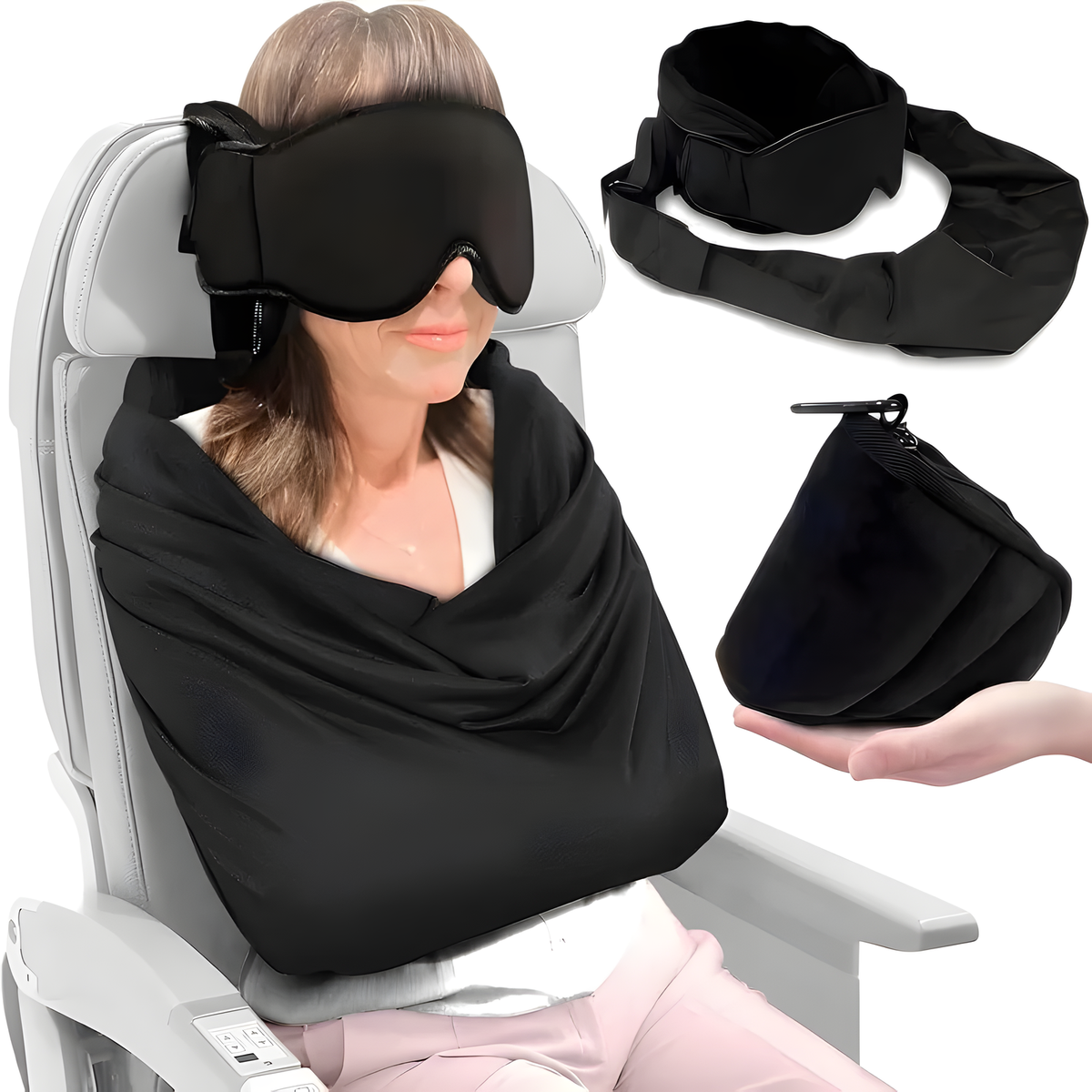 3-in-1 Travel Sleep Set with Eye Mask and Arm Wrap