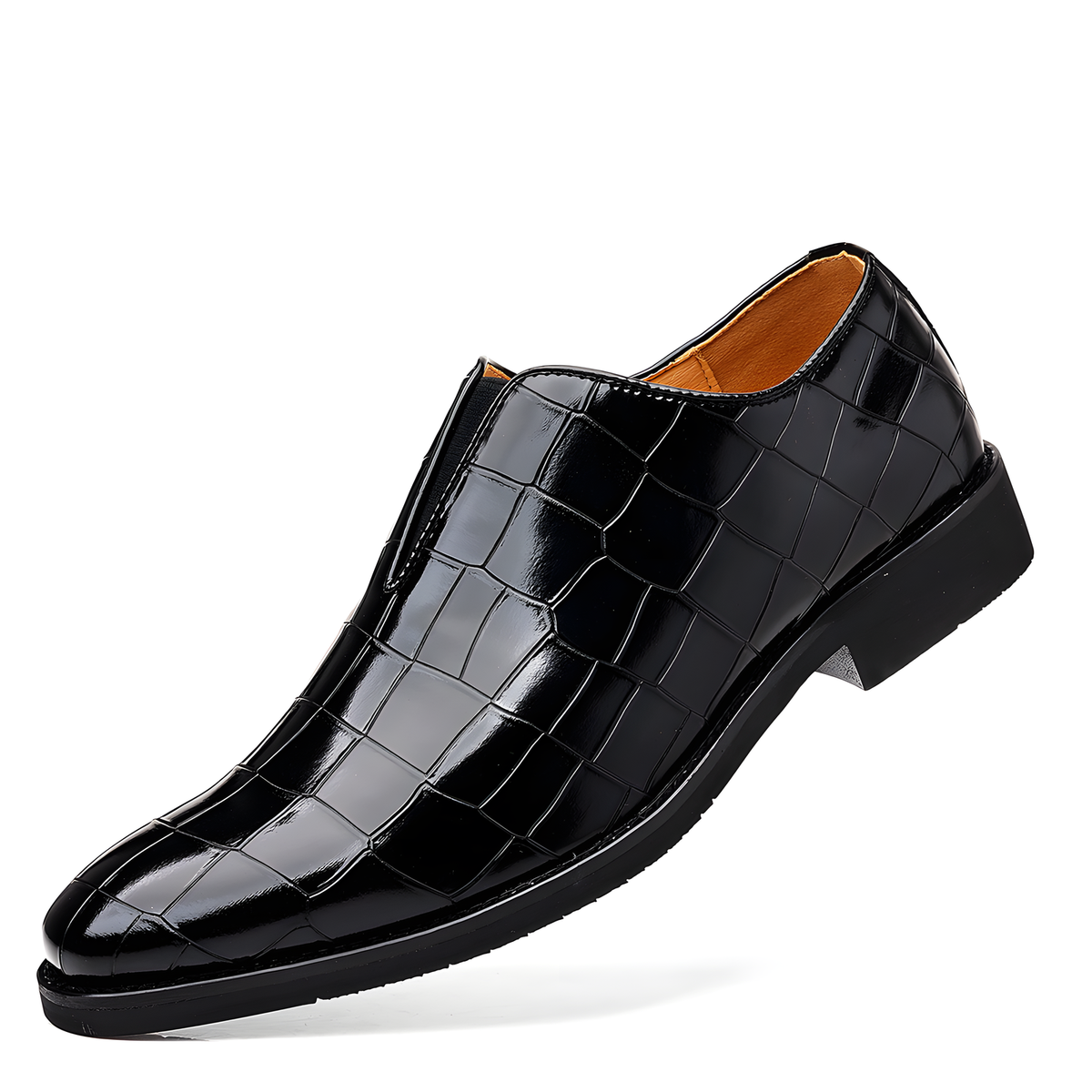 Men's Embossed Check Slip-On Shoes with Square Toe