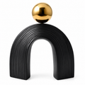 Arch and Ball Desktop Sculpture, Ribbed Decorative Accent