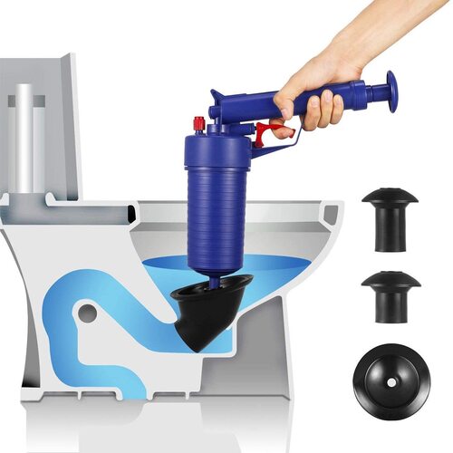 High-Pressure Air Drain Blaster - 4-Piece Chemical-Free Plunger Set