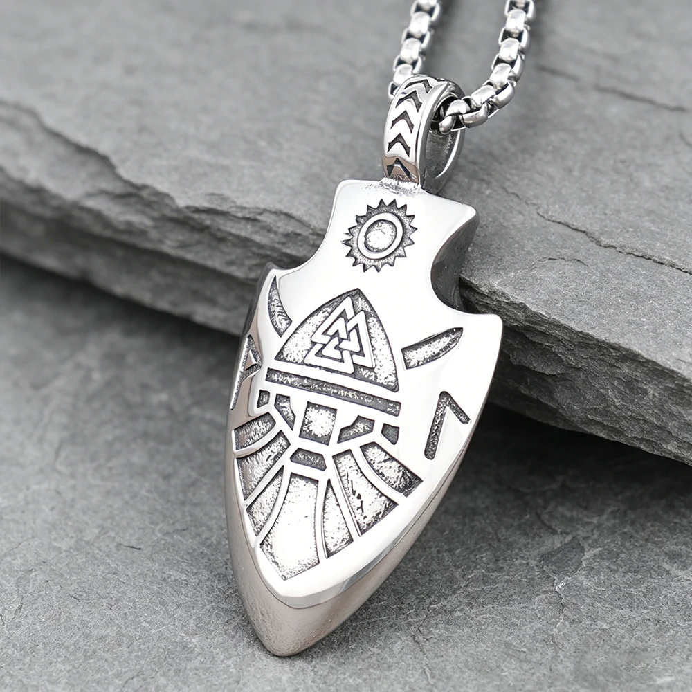 Double-Sided Viking Arrow Pendant – Silver Necklace