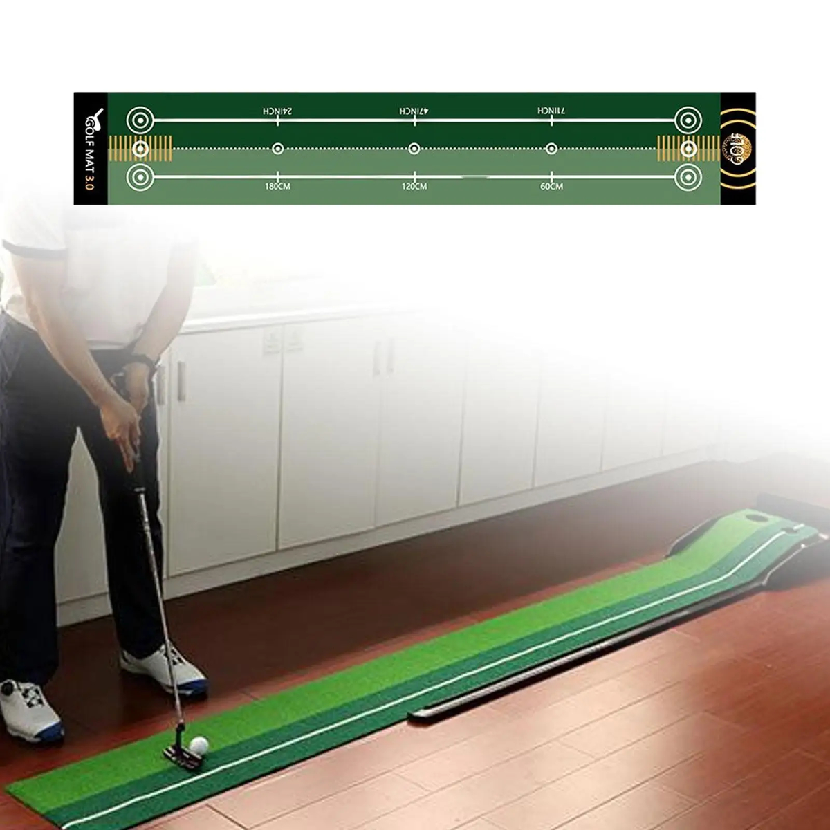 Indoor Golf Putting Practice Mat, 50 × 300 cm Target Lane