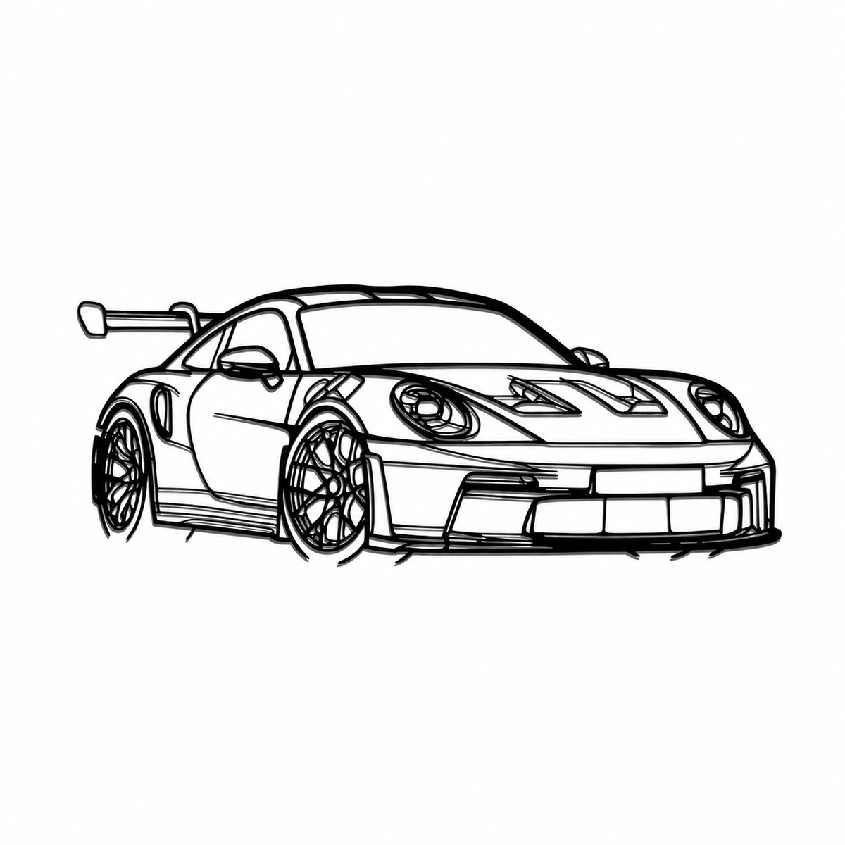 Black Metal Sports Car Outline Wall Art, 30 x 12 cm Decor