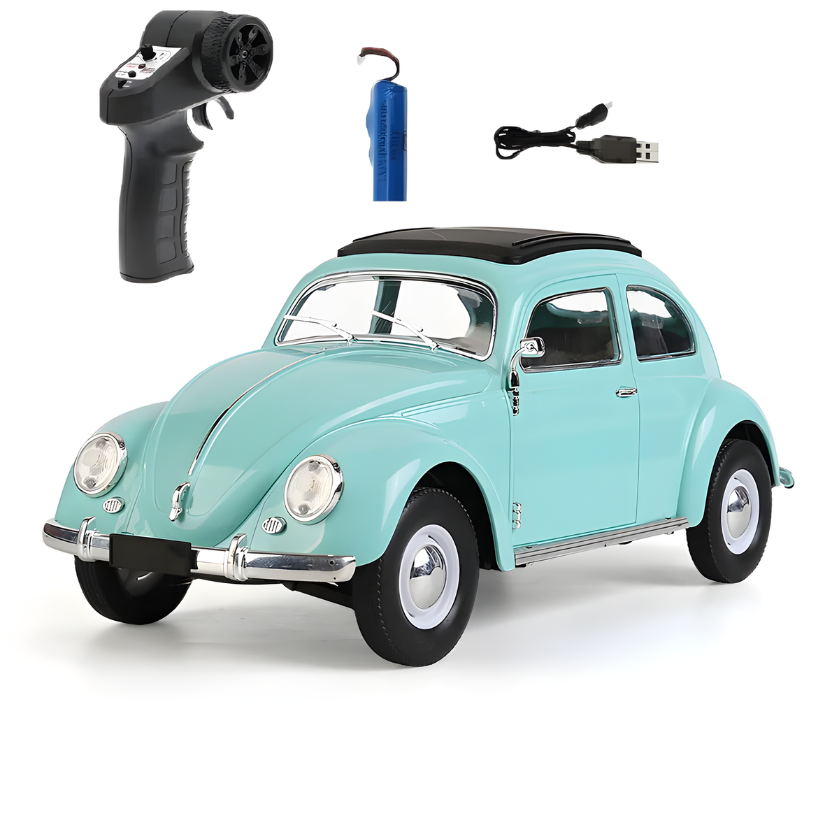 Retro Remote-Control Car with Headlights and Handheld Controller