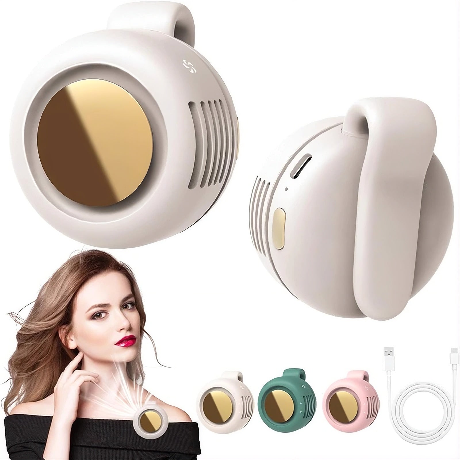 Bladeless Clip-On Portable Fan – 3-Speed USB Rechargeable