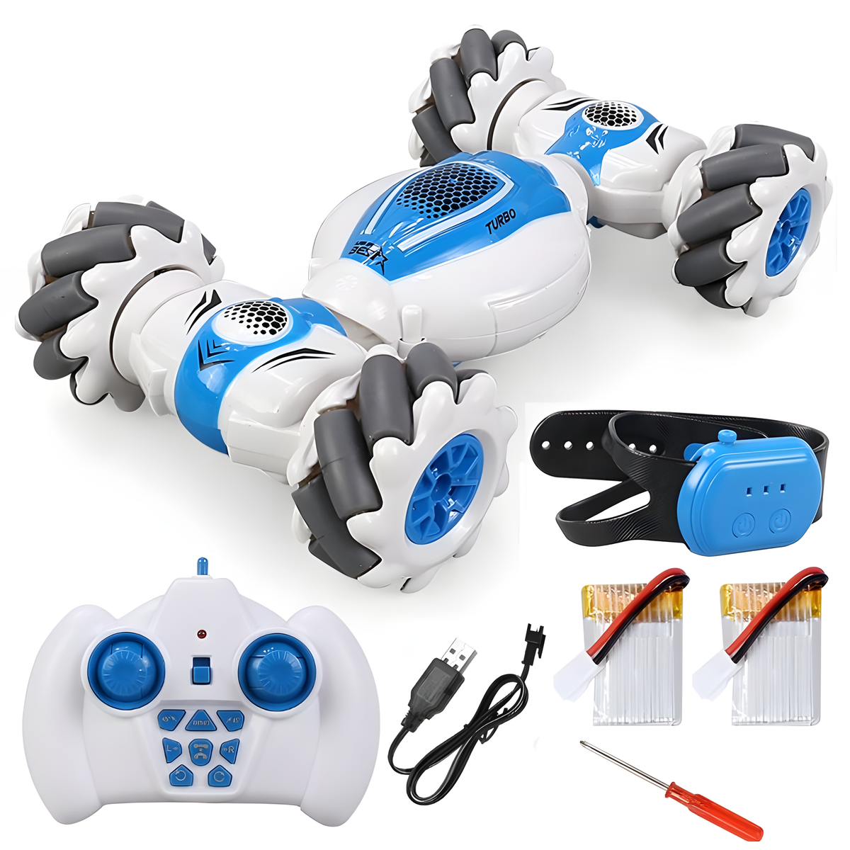 Transforming Stunt RC Car with Handheld or Watch Control Options