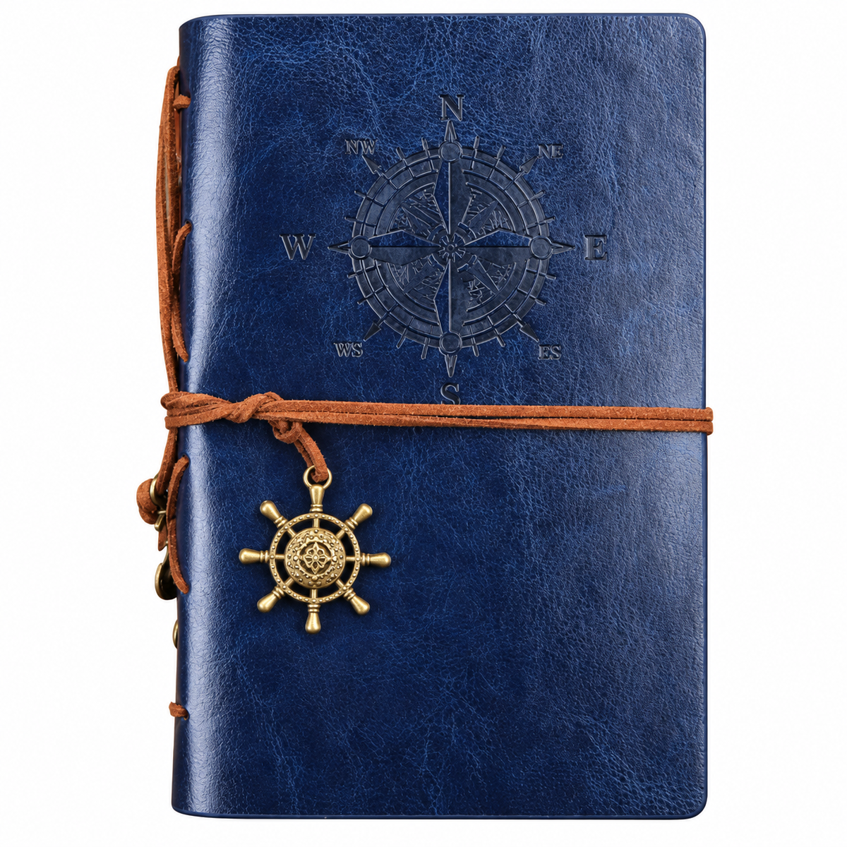Compass Loose-Leaf Travel Journal with Tie and Wheel Charm