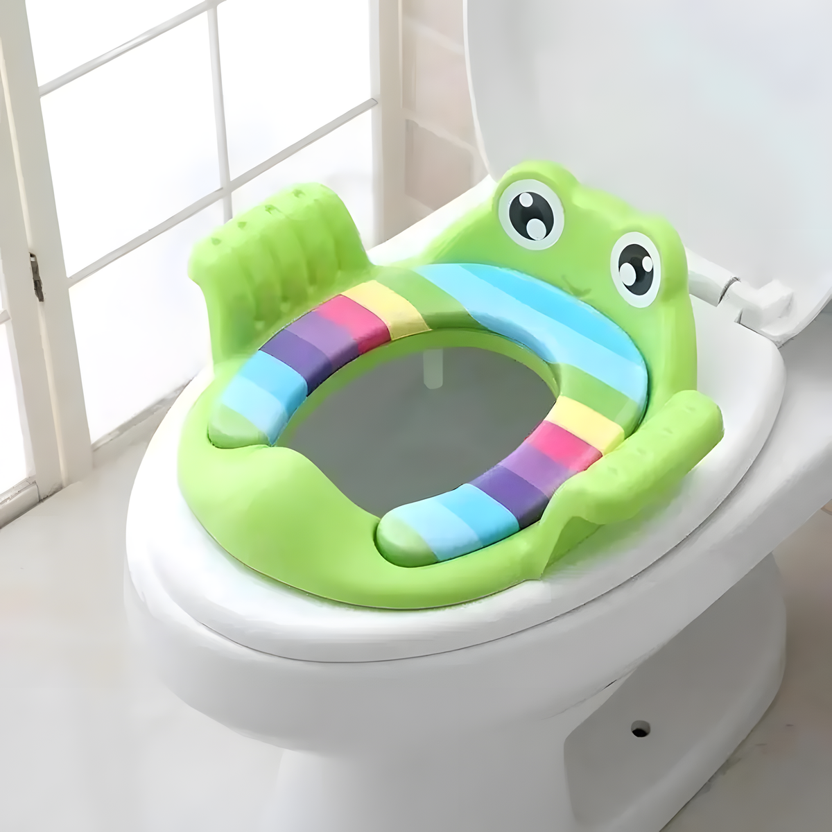 Frog Toddler Toilet Training Seat with Cushion and Handles