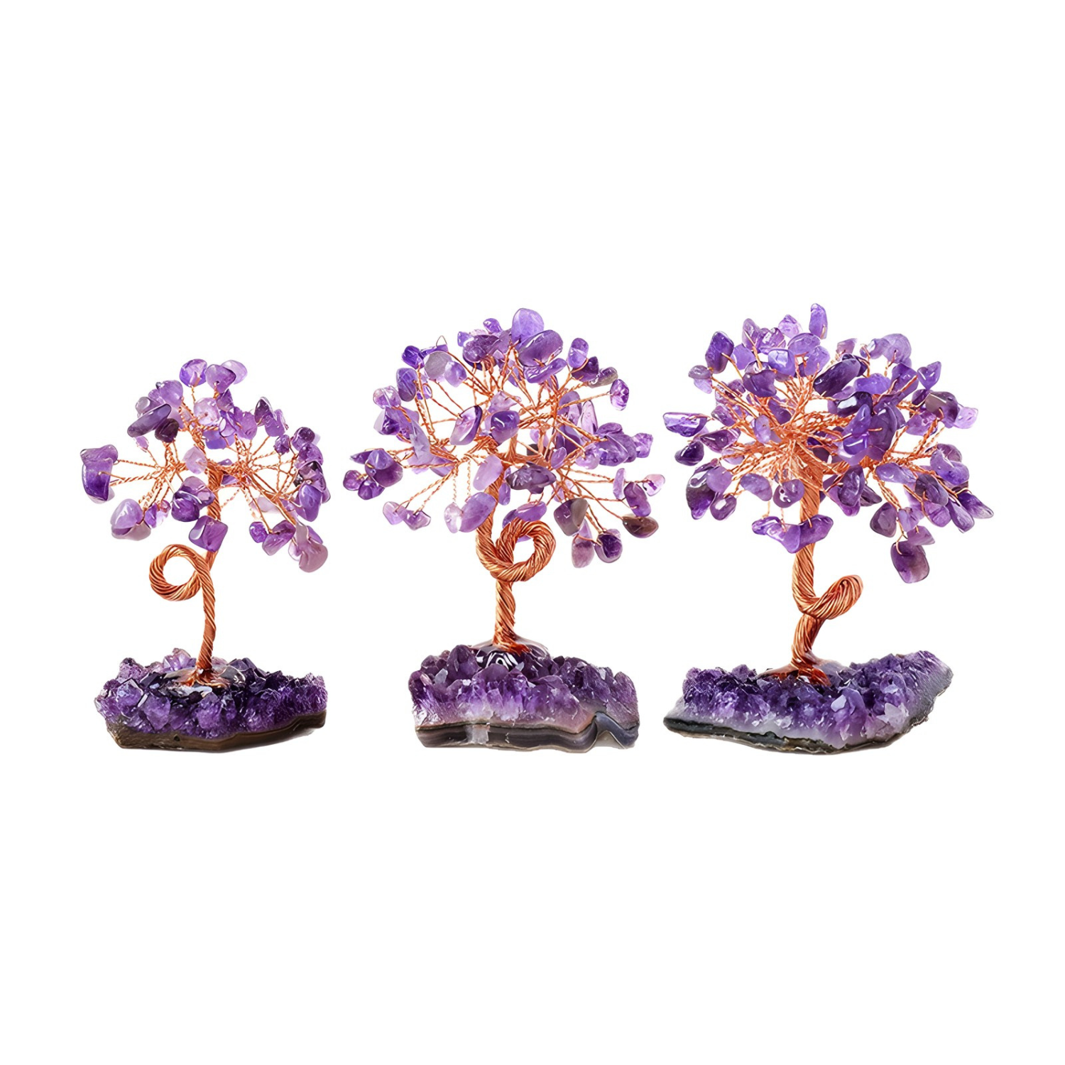 Amethyst Crystal Money Tree Handmade Copper Wire 3 Sizes