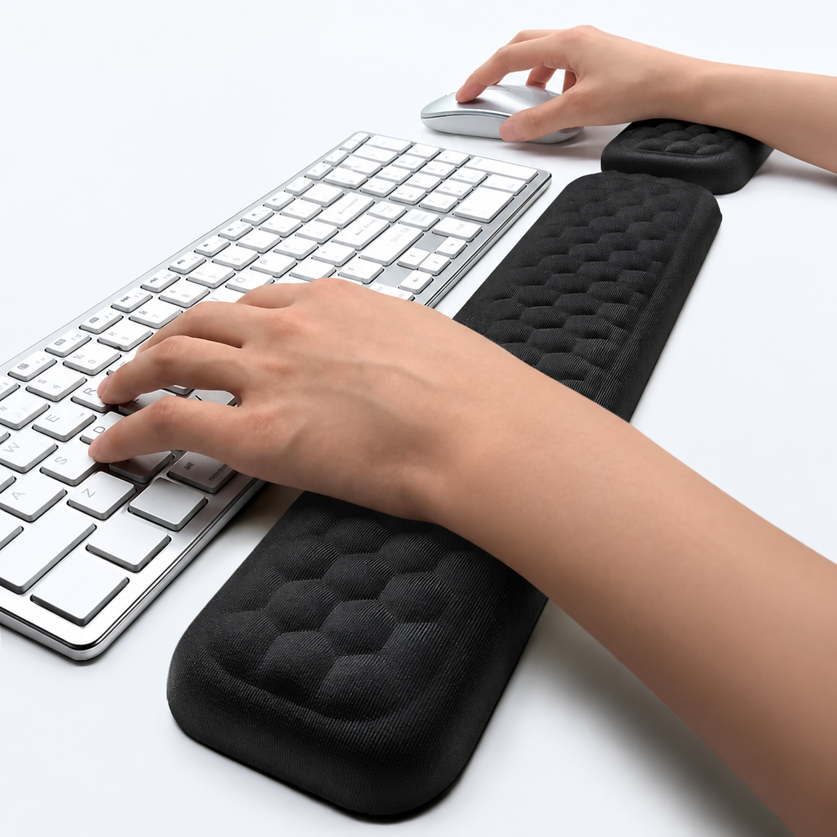 Foam Keyboard and Mouse Wrist Rests with Textured Fabric Cover