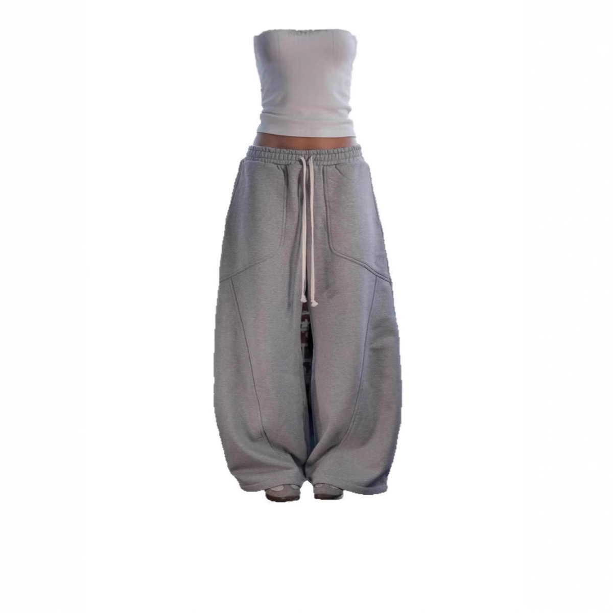 Relaxed Wide-Leg Sweatpants with Elastic Waist and Pockets