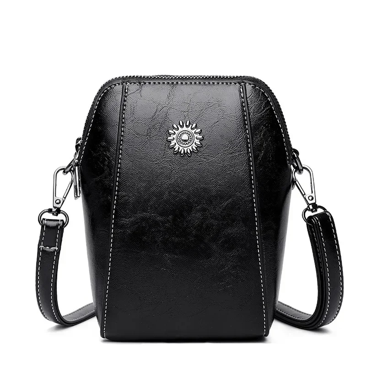 Compact Vertical Phone Crossbody Bag with Zip and Inner Pocket
