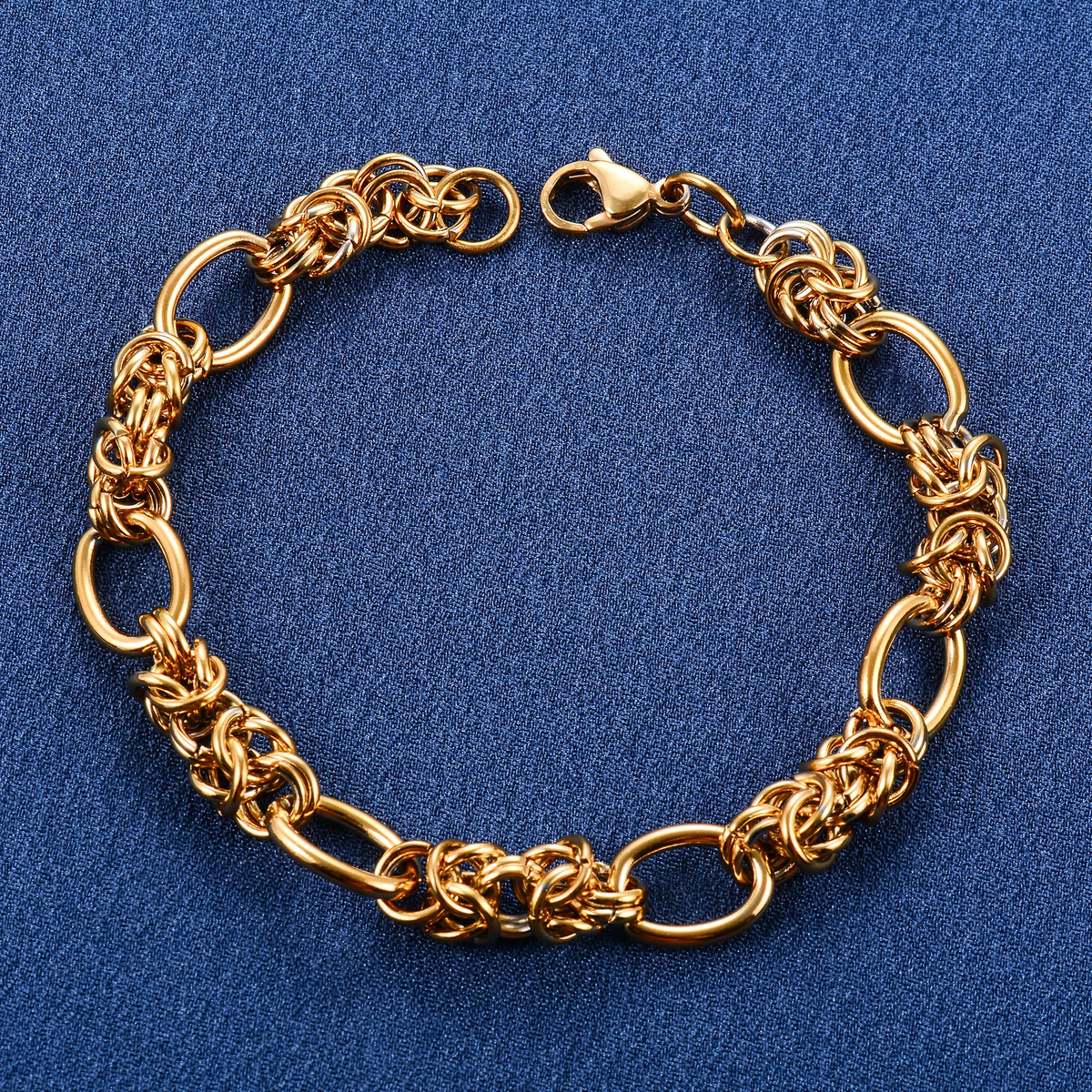 Interwoven Chain Bracelet, Oval Links and Lobster Clasp