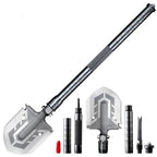 Multitool with various attachments on a white background