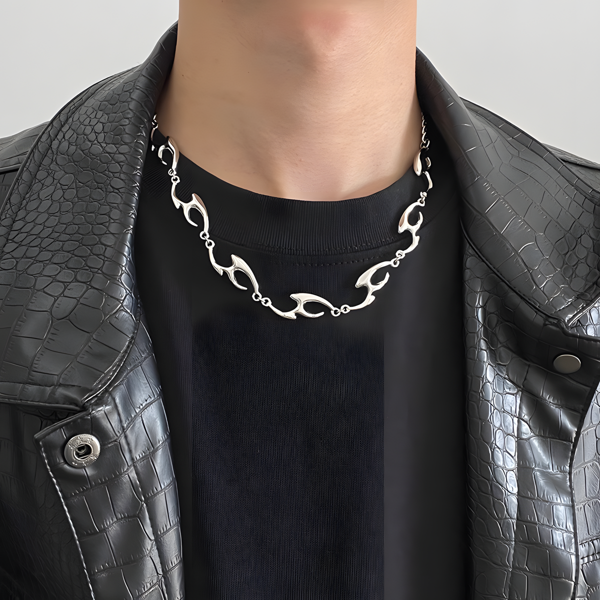 Silver Script Pendant Necklace with Titanium-Steel Chain