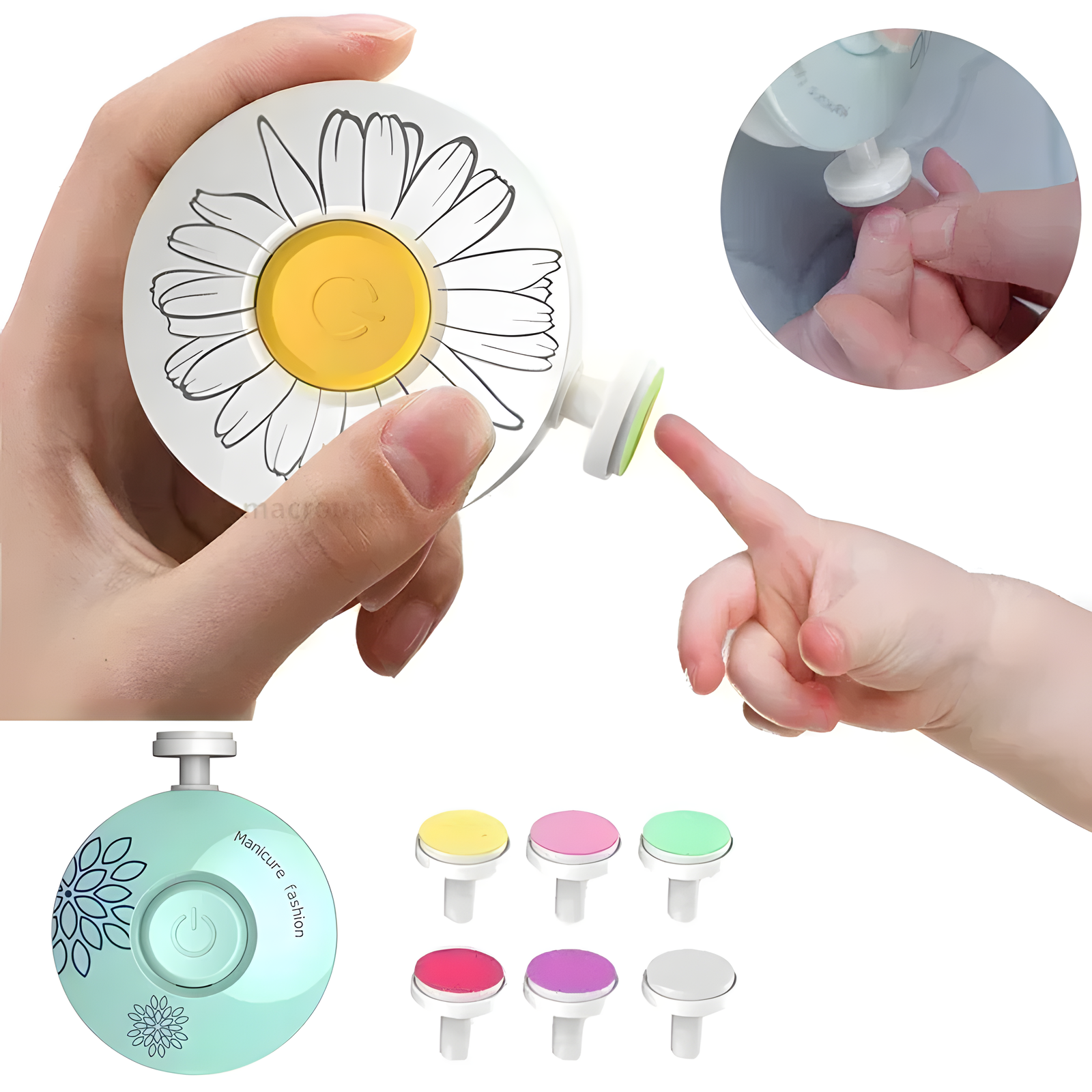 Electric Baby Nail File Trimmer with Interchangeable Heads