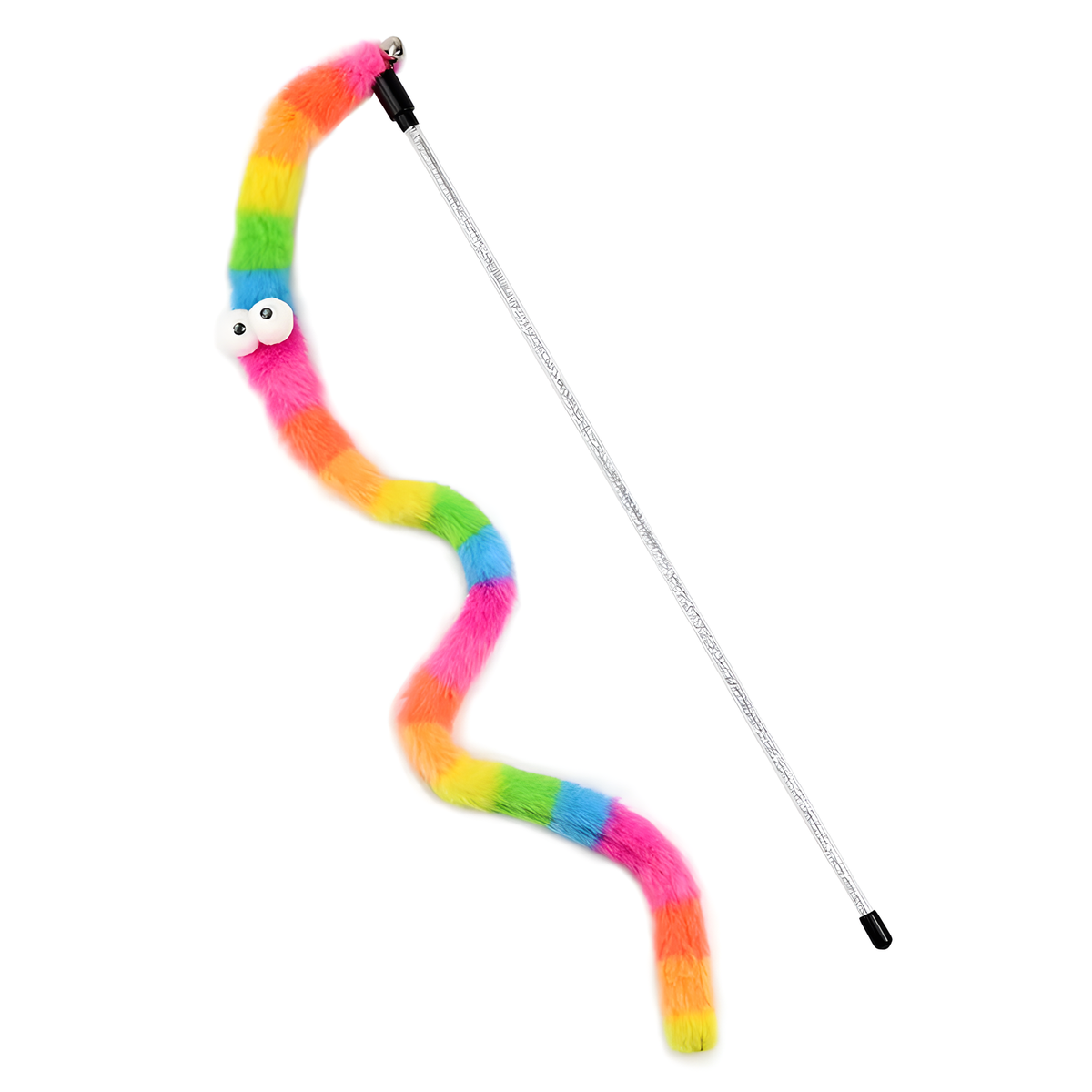 Plush Caterpillar Cat Teaser Wand with Bell for Shared Play