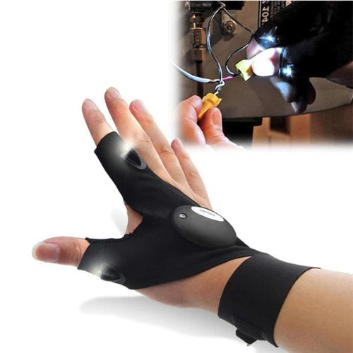 LED Flashlight Gloves - Fingerless Work Gloves with Built-in Lights