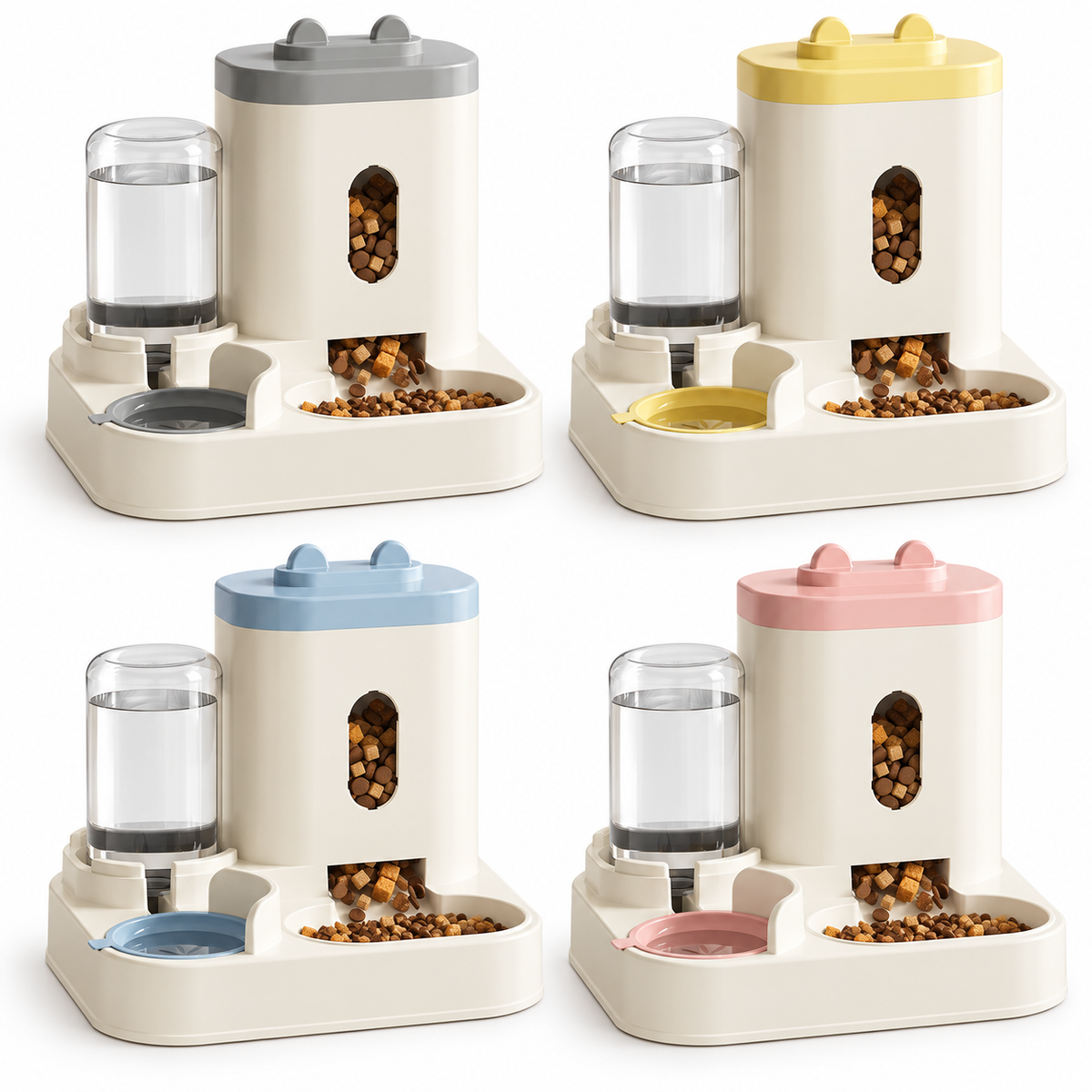 Gravity Pet Feeder and Water Station with Food-Level Window