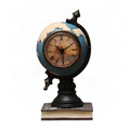Decorative Globe Desk Clock with Roman Numerals and Book Base