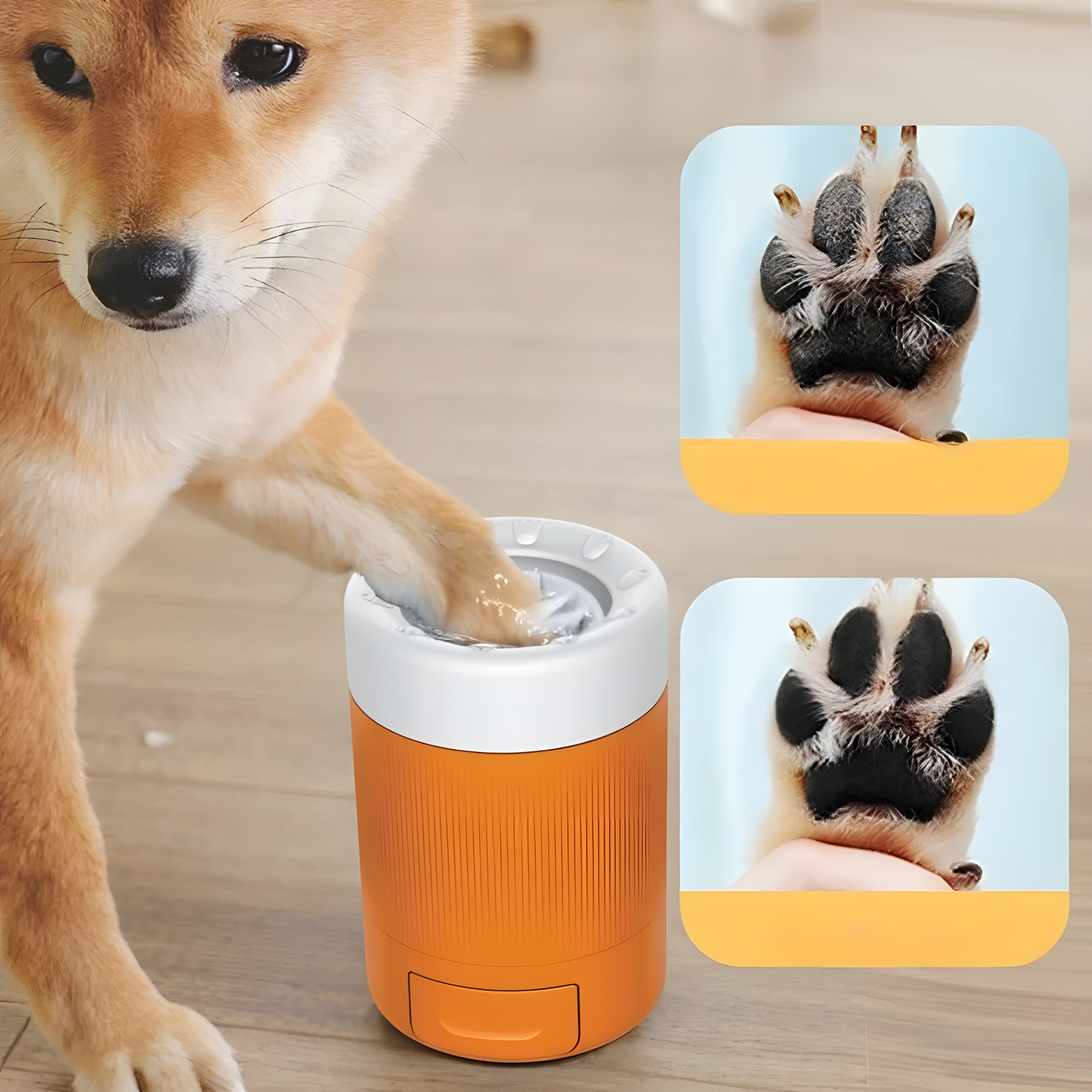 Automatic Dog Paw Washer Cup with Spinning Bristles