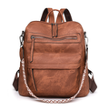 Retro PU Leather Convertible Backpack & Shoulder Bag