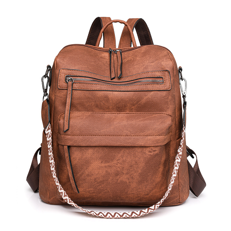 Retro PU Leather Convertible Backpack & Shoulder Bag