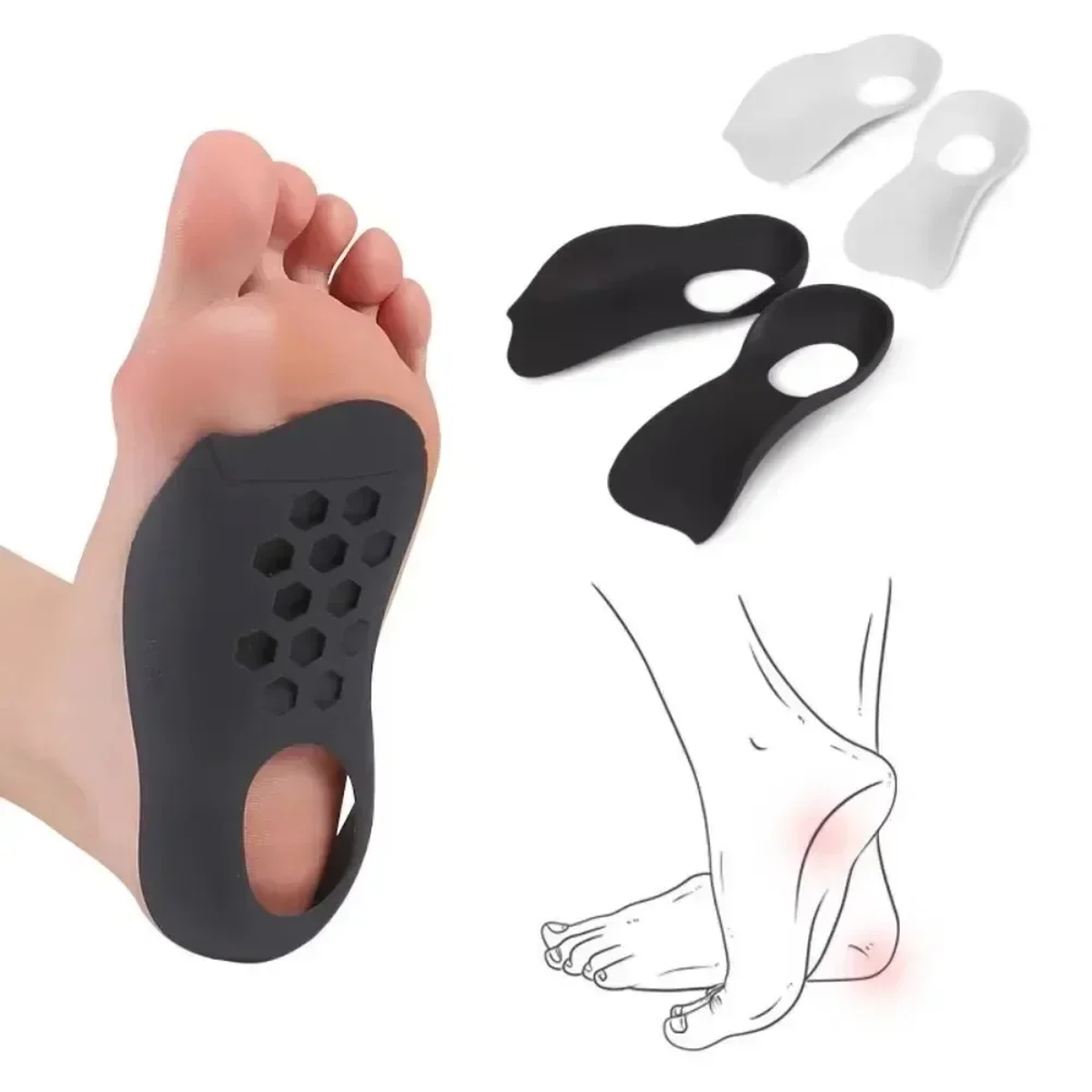 Three-Point Arch Support Shoe Insoles for Daily Comfort