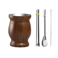 Insulated Stainless Steel Mate Cup Set – 8oz Wood Grain with Accessories