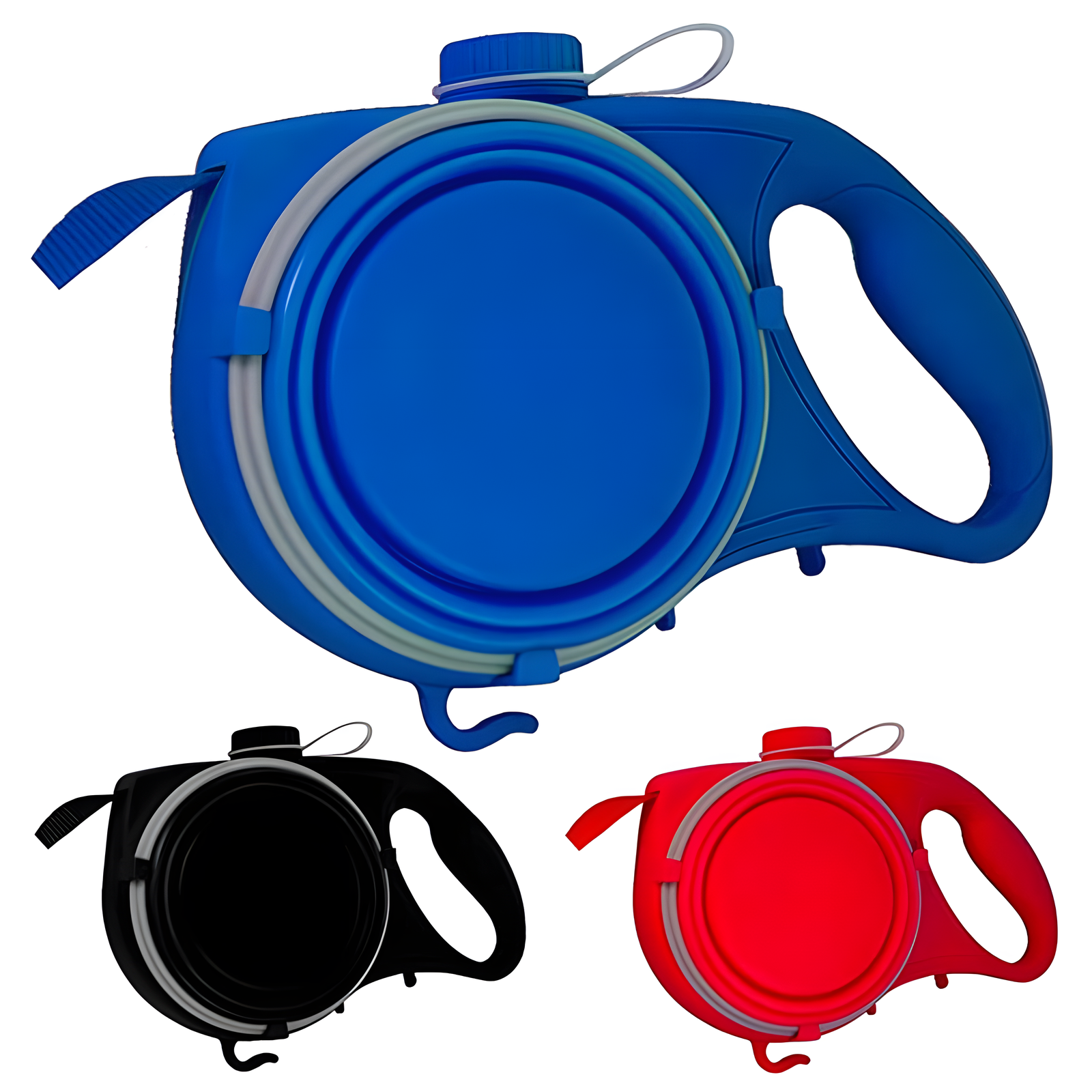 Dog Leash with Built-In Water Bottle Dispenser Red Blue Black