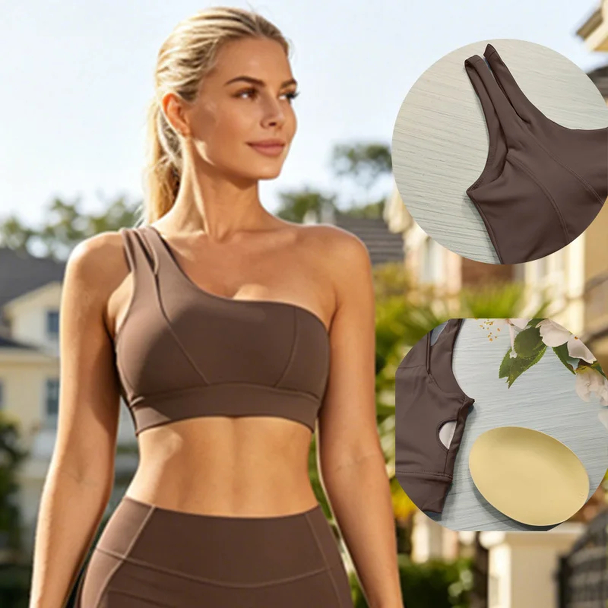 Women's One-Shoulder Sports Bra for Low-Impact Training