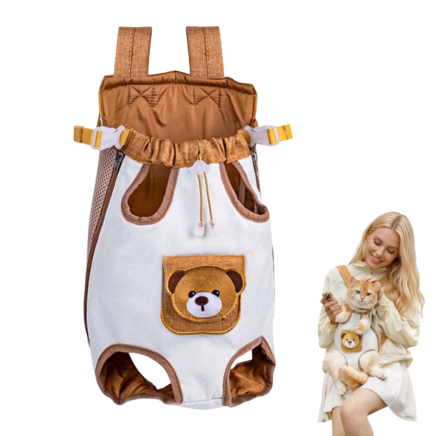 Pet Carrier Backpack Bear Design Front & Back Wear