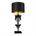 Skeleton Table Lamp with Black Fabric Shade, Gothic Halloween Decor