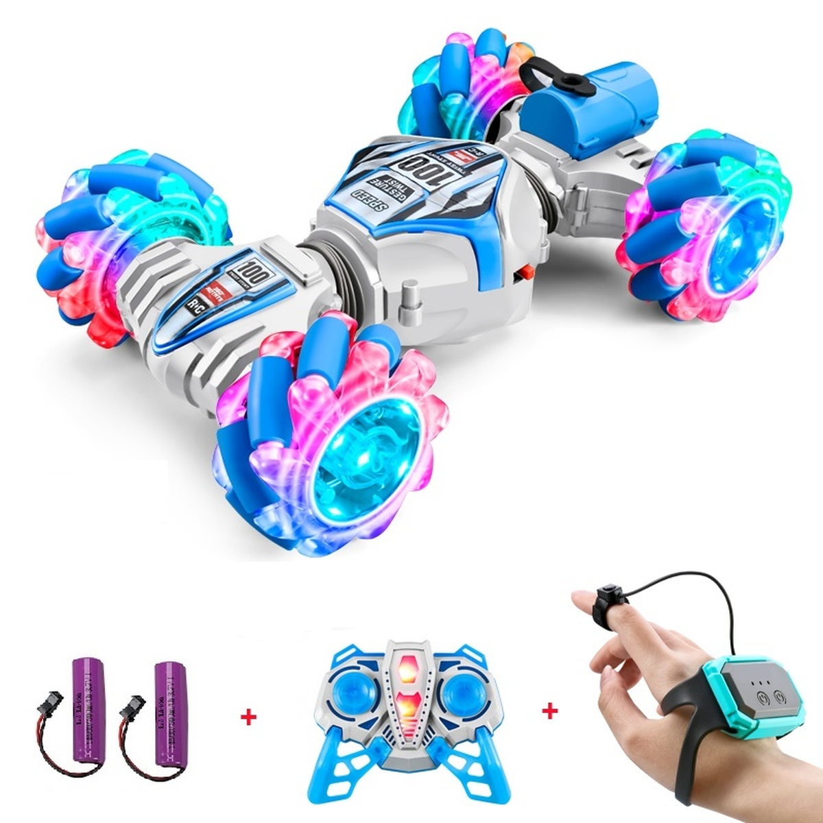 Spray Stunt Remote-Control Car with Colorful Light-Up Wheels
