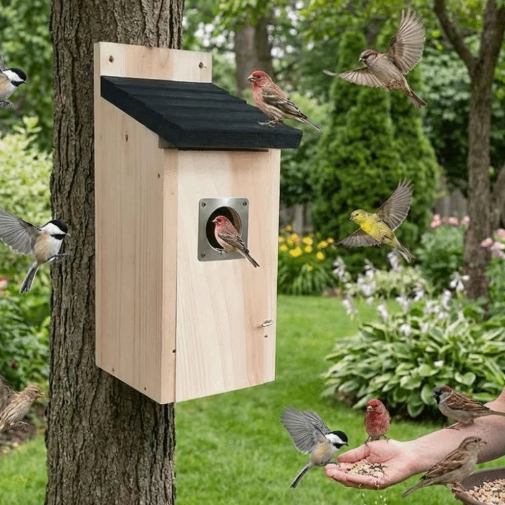 Outdoor Wooden Birdhouse – Garden Hanging Bird Nest House