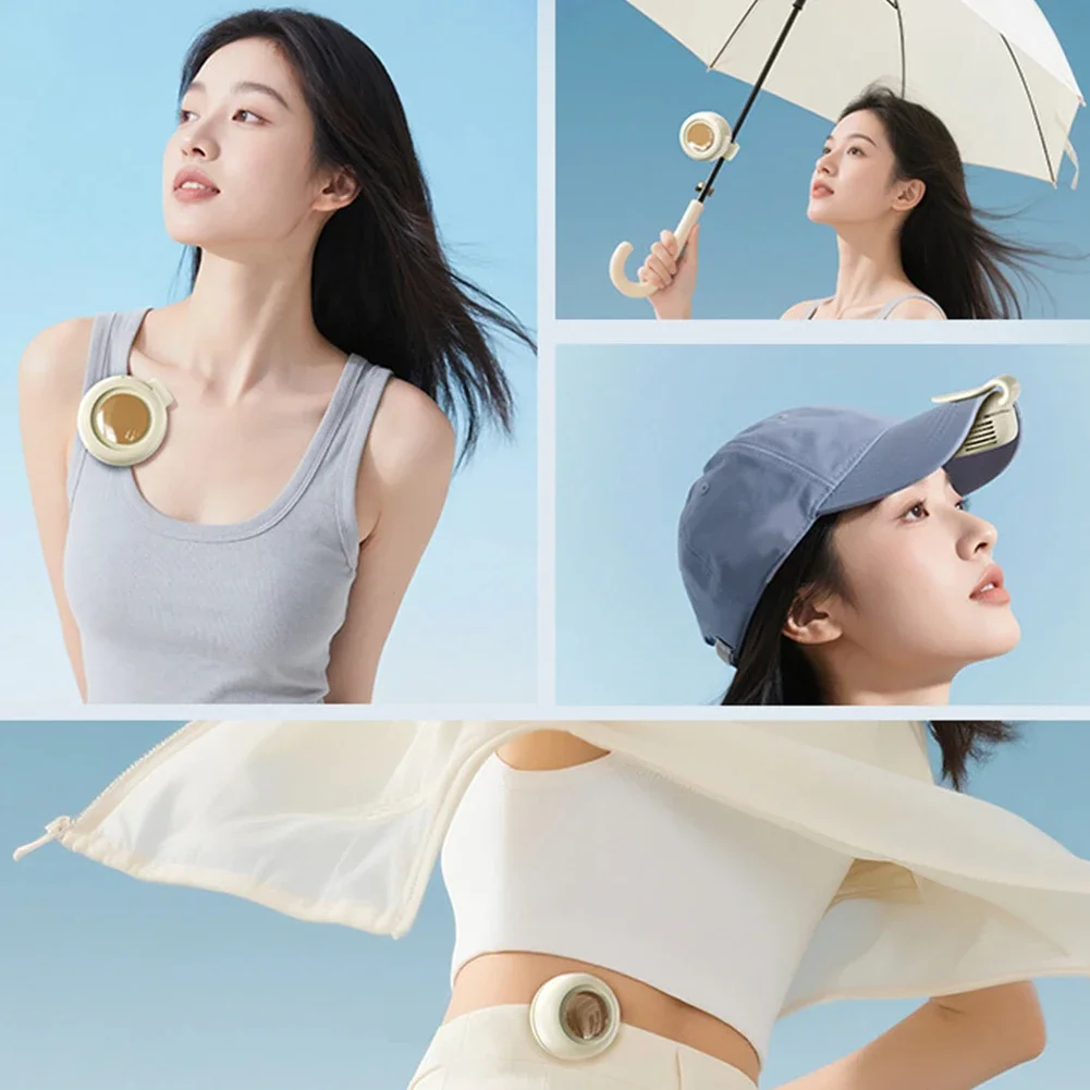 Mini Bladeless Clip-On Fan USB Rechargeable 3-Speed