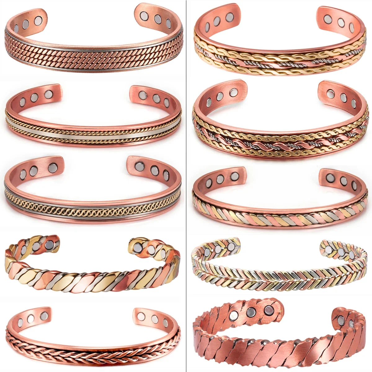 Adjustable Copper Ring & Bracelet Set Fashion Jewelry CR CB
