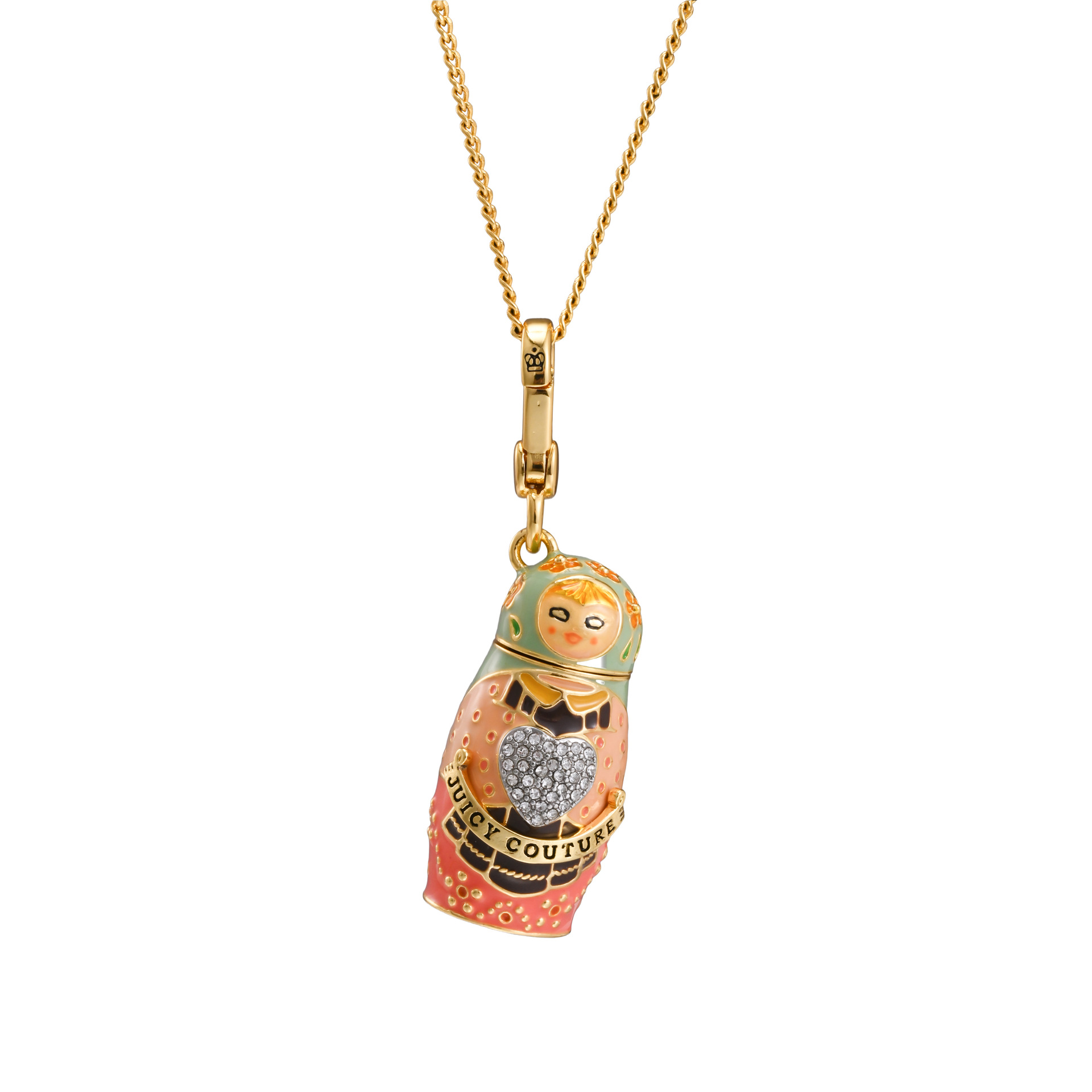 Heart Charm Pendant Necklace with Smiley Doll Design and Chain