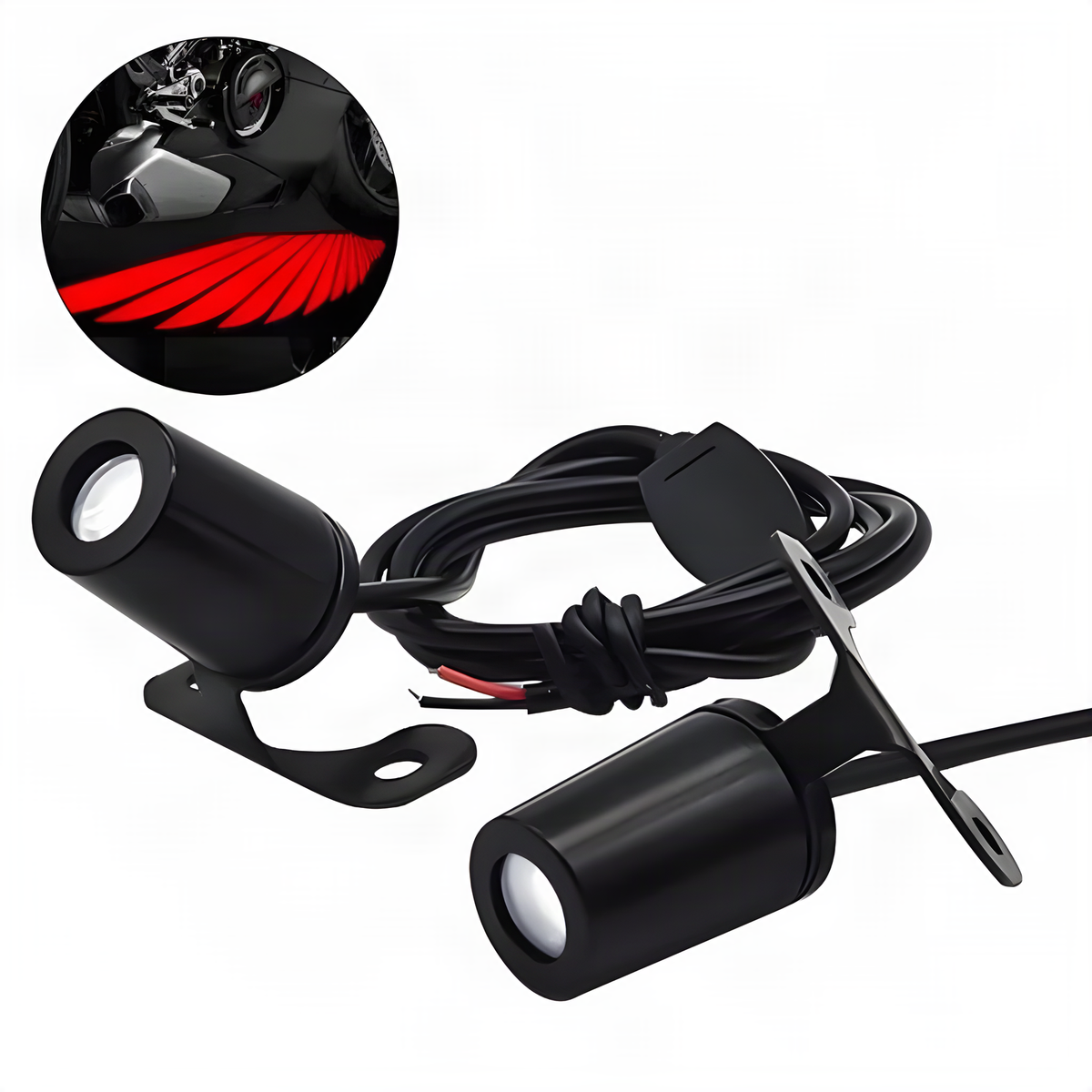 Motorcycle Angel Wing LED Projector Lights, Wired 2-Pack