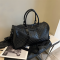 Plaid Travel Duffel for Short Trips, Black & White Options