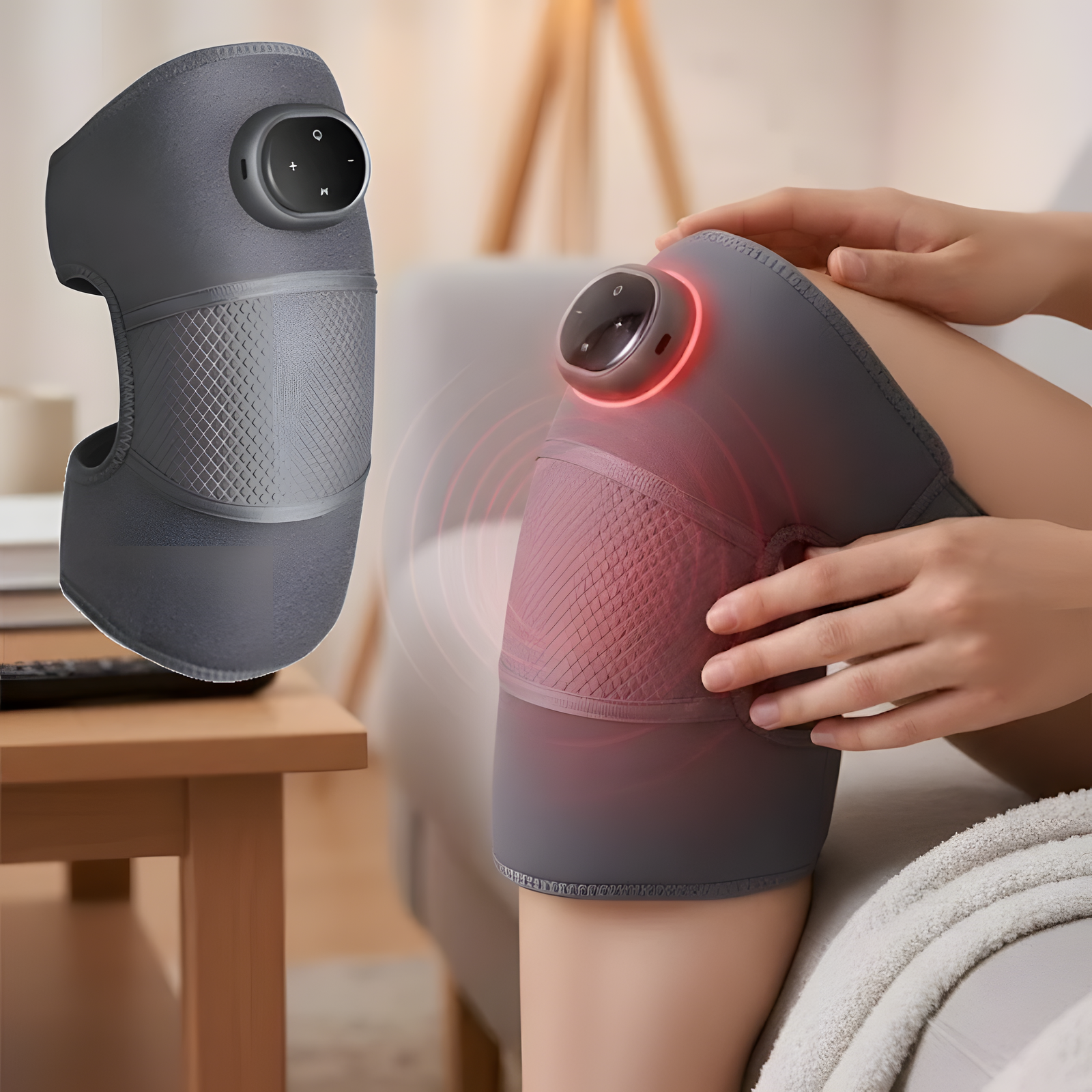 Heated Knee Massager Wrap – Vibration & Red Light Therapy