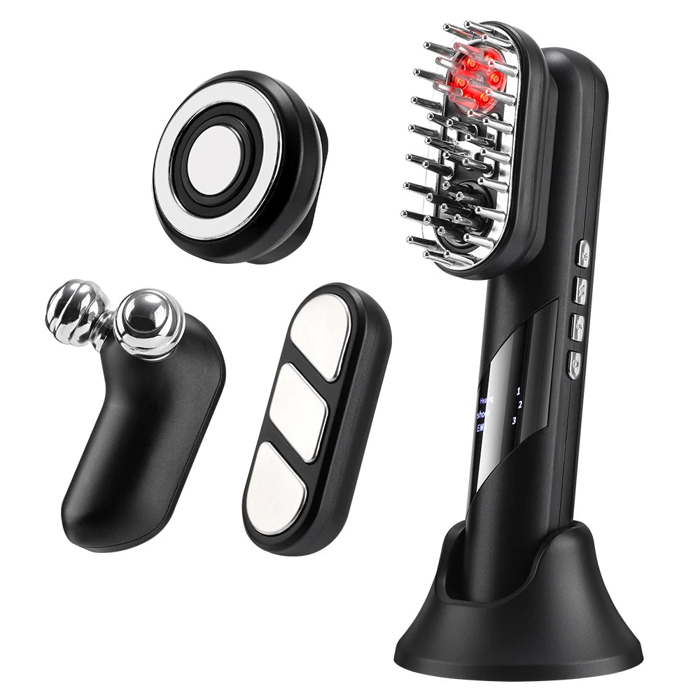 4-in-1 Electric Scalp Massager Comb with EMS & Red Light