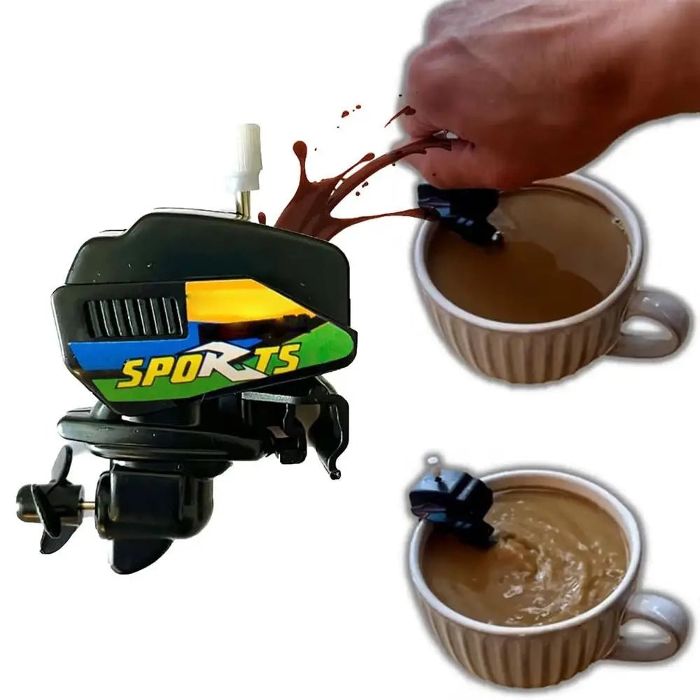 Wind-Up Boat Motor Coffee Stirrer – Mechanical Propeller | No Battery