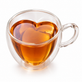 Double-Wall Heart Glass Cup with Handle, 180 or 240 ml
