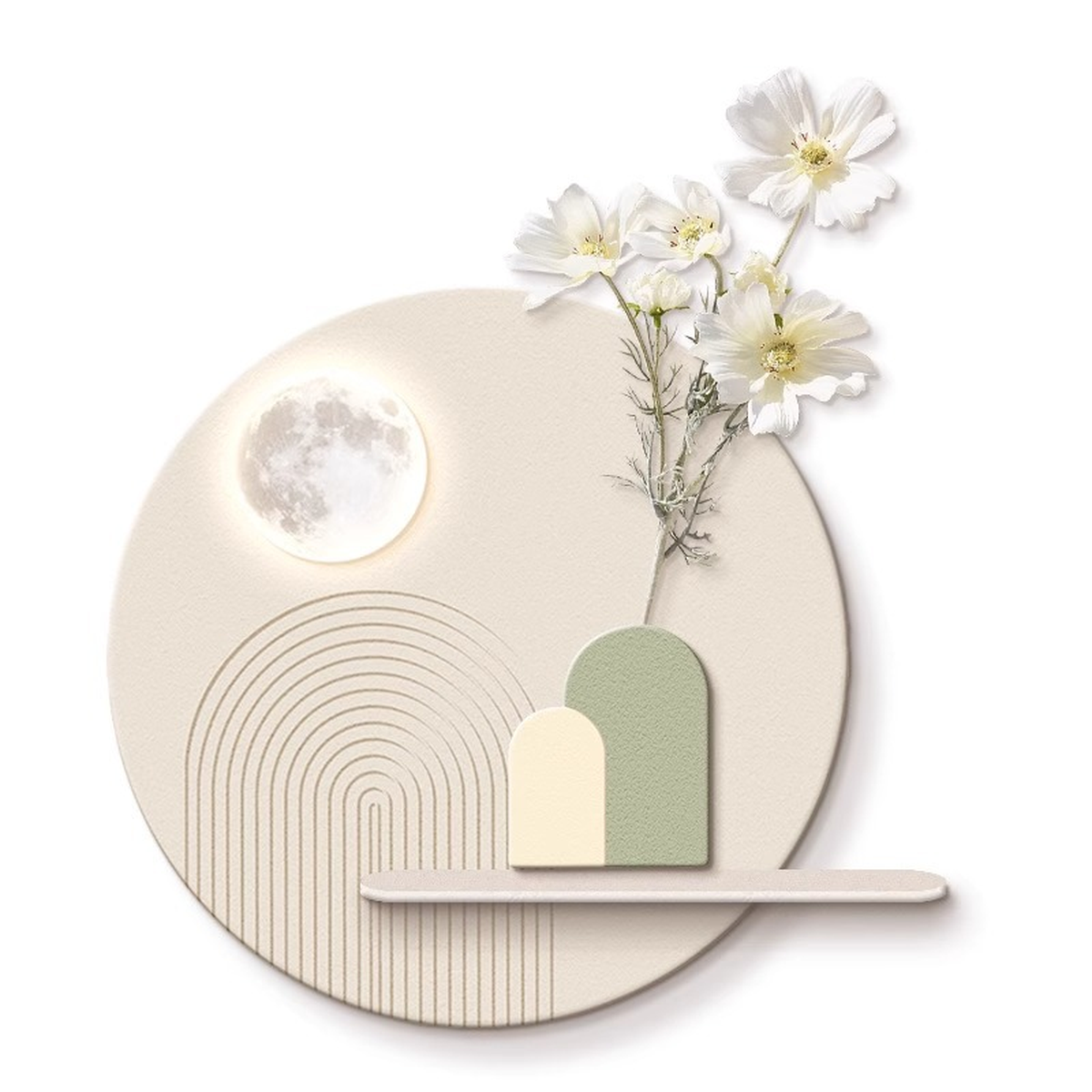 Sculptural Botanical Wall Art with Integrated Display Shelf