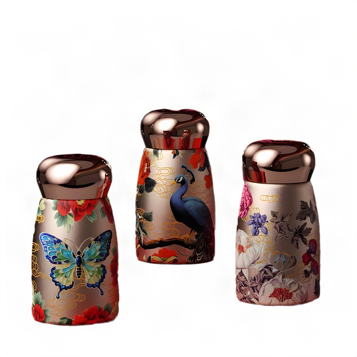 Floral Mini Insulated Cup with Temperature Display, 230 ml