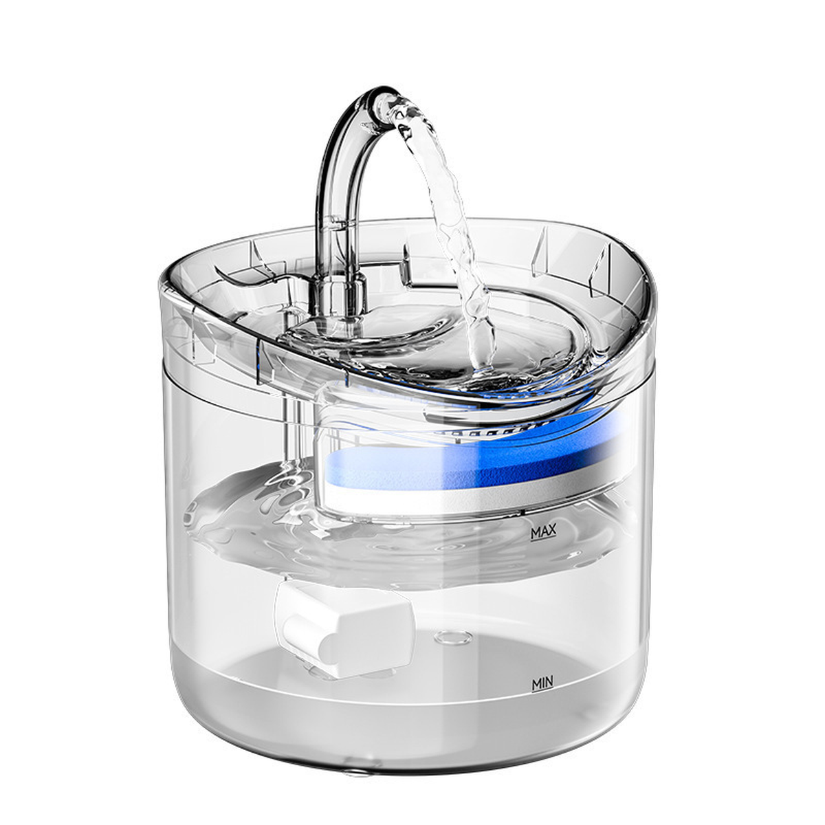 Transparent Pet Water Fountain with Filter and Quiet Pump