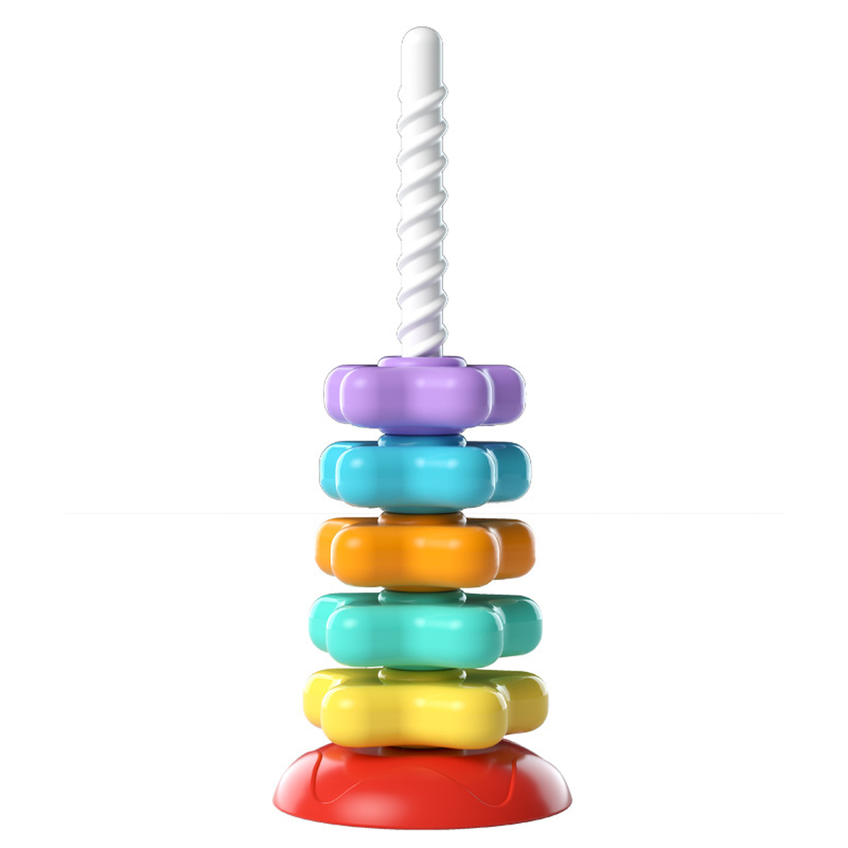 Rainbow Stacking Tower Toy with 5 Spiralling Rotating Rings